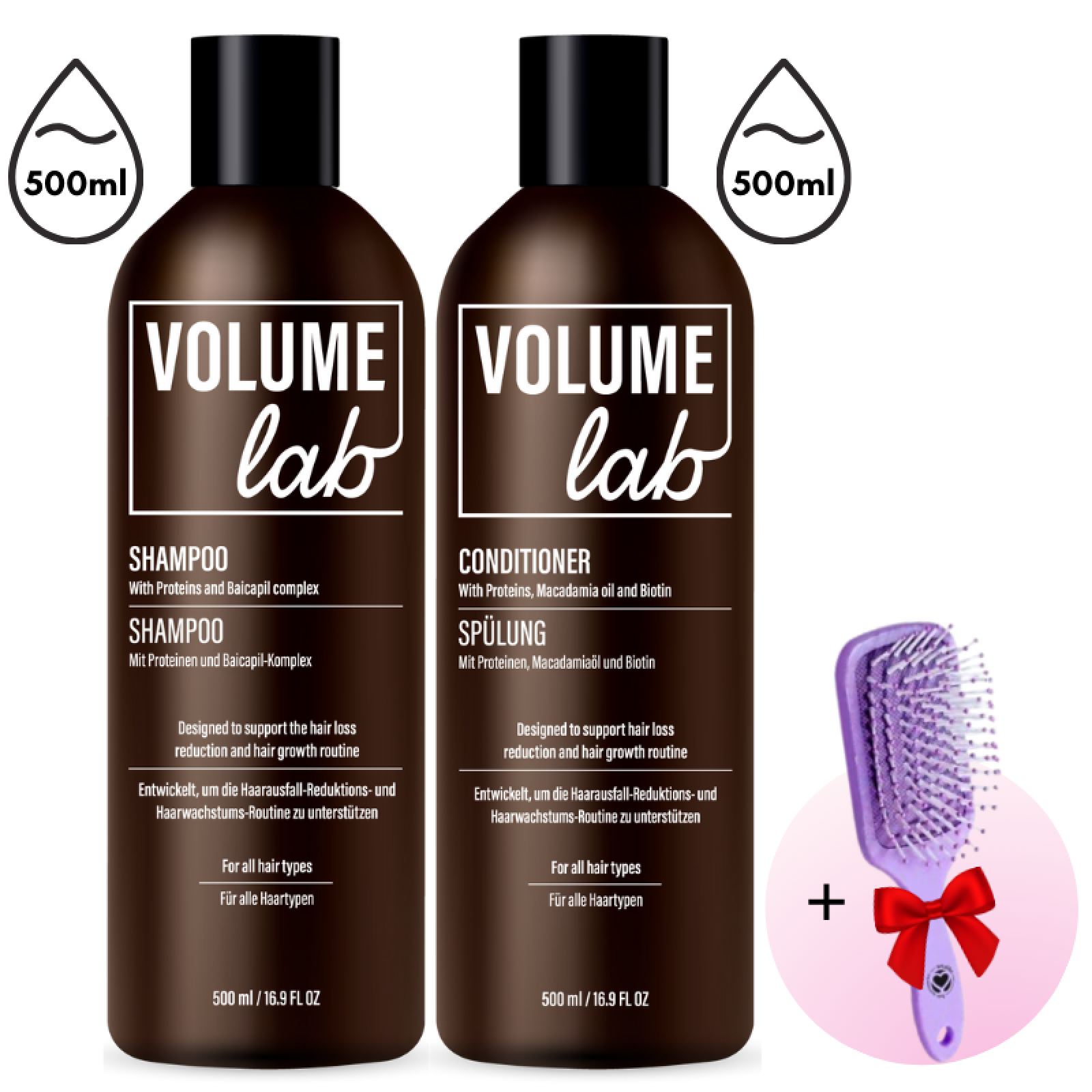 Volume Lab MAX komplekts: Šampūns (500 ml) un Kondicionieris (500 ml) + DĀVANA Volume Lab MAX komplekts: Šampūns (500 ml) un Kondicionieris (500 ml) + DĀVANA